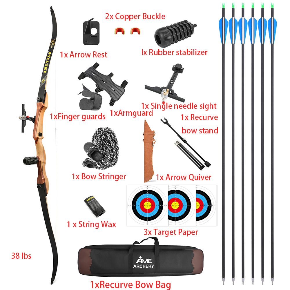 Recurve Bow Takedown 40 Lbs Target - Arc classique de 68 pouces, 20-40lb,