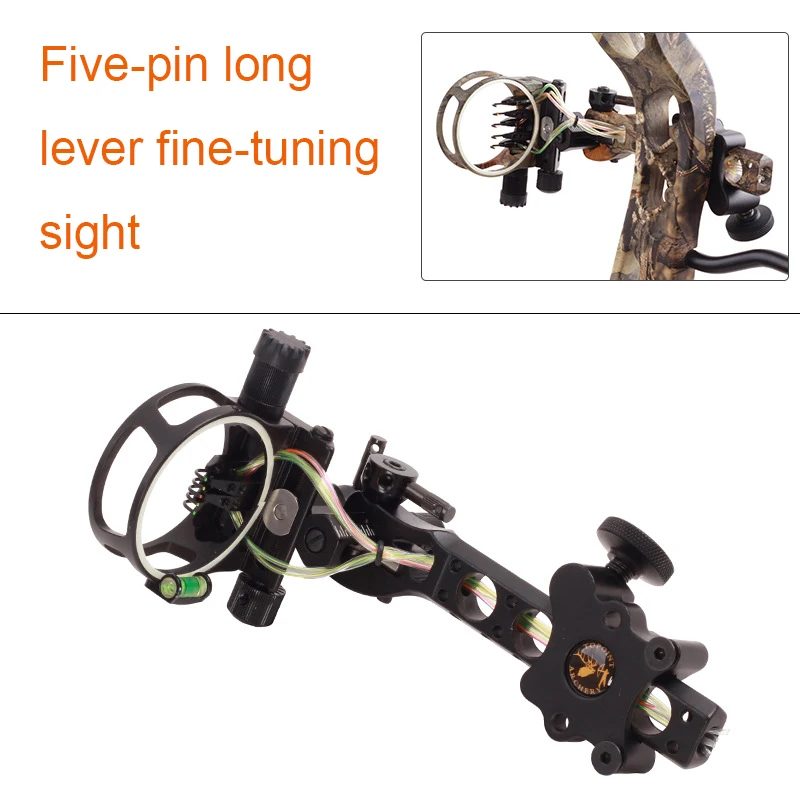 Compound Bow Sight 5 Pin Fiber Optic - TOPOINT tir à l'arc 5 broches