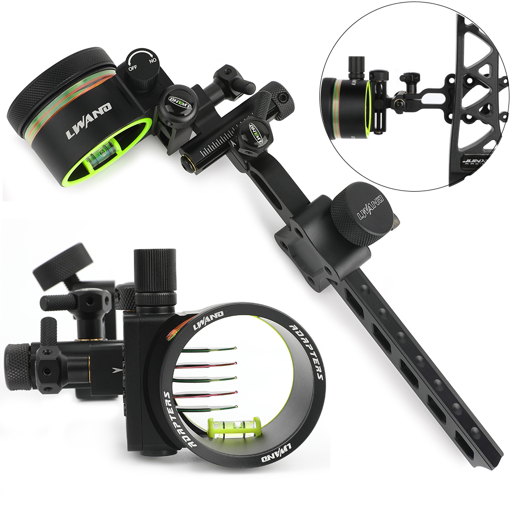 Compound Bow Sight 5 Pin Fiber Optic - Tir à l'arc 5 broches court/long