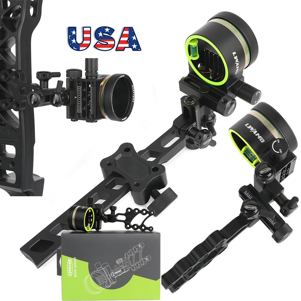 Compound Bow Sight 5 Pin Fiber Optic - Visée de tir à l'arc réglable
