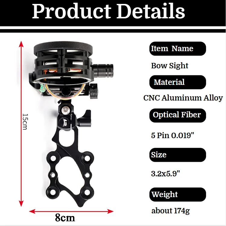 Visée à 5 broches 0,019'' à fi - Compound Bow Sight 5 Pin Fiber Optic avis et prix