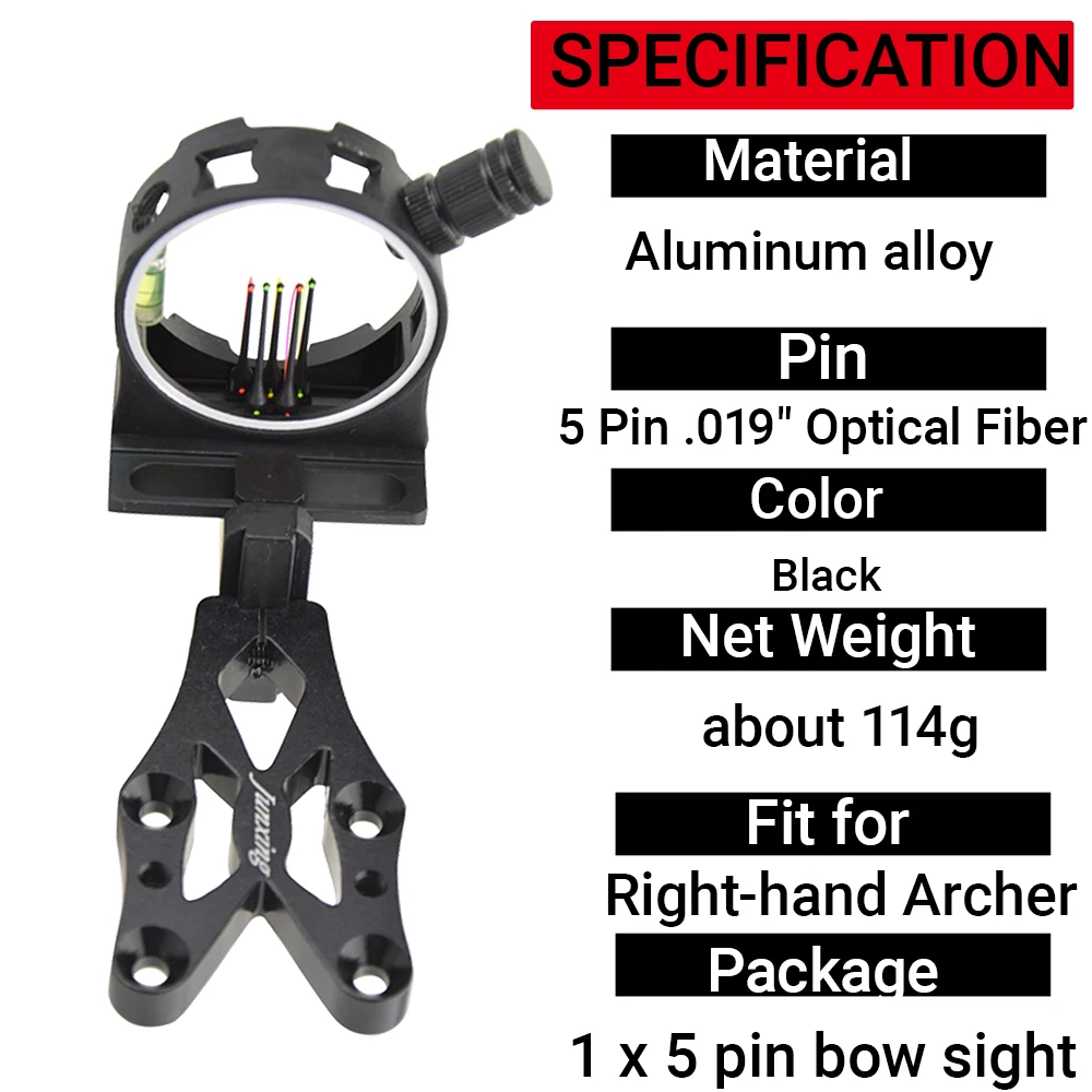 Visée de tir à l'arc à 5 broch - Compound Bow Sight 5 Pin Fiber Optic avis et prix