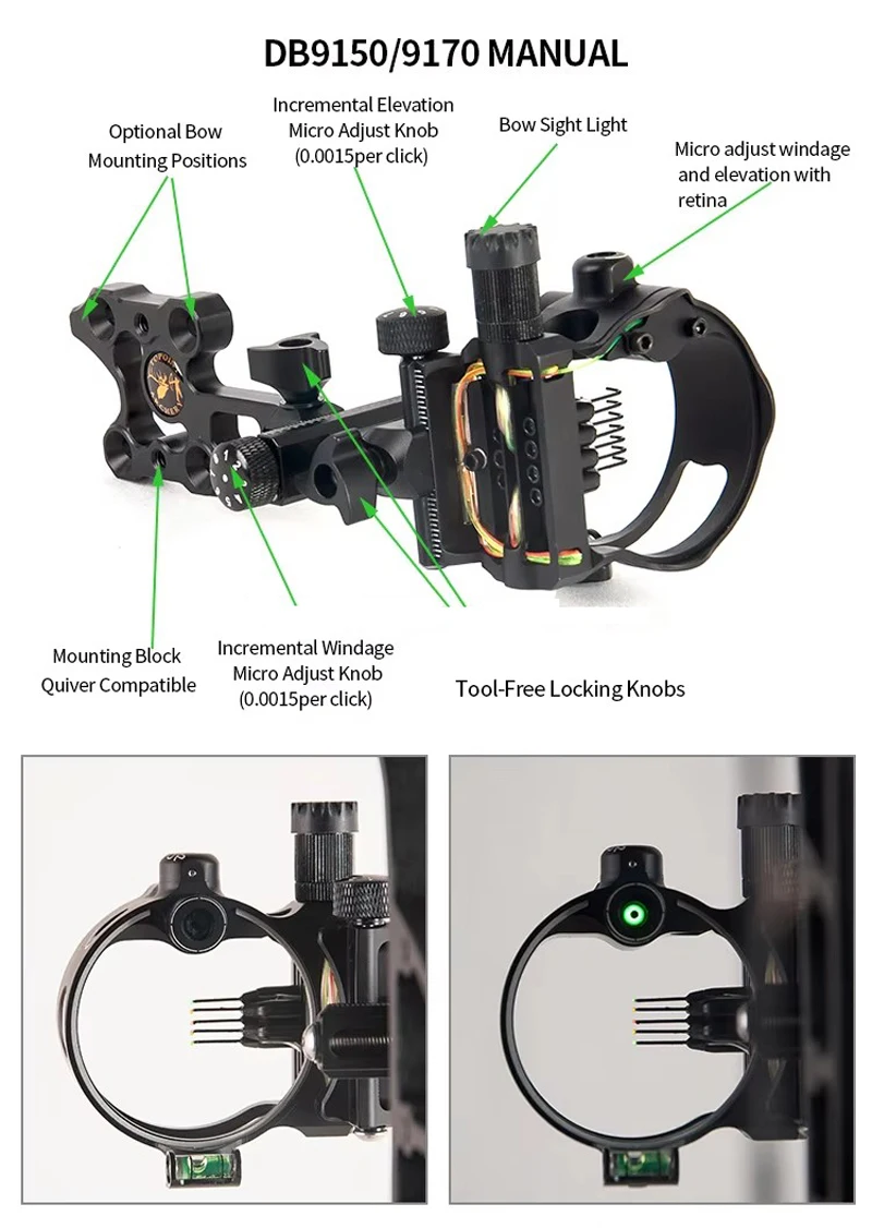 Outil de micro-ajustement de f - Compound Bow Sight 5 Pin Fiber Optic avis et prix