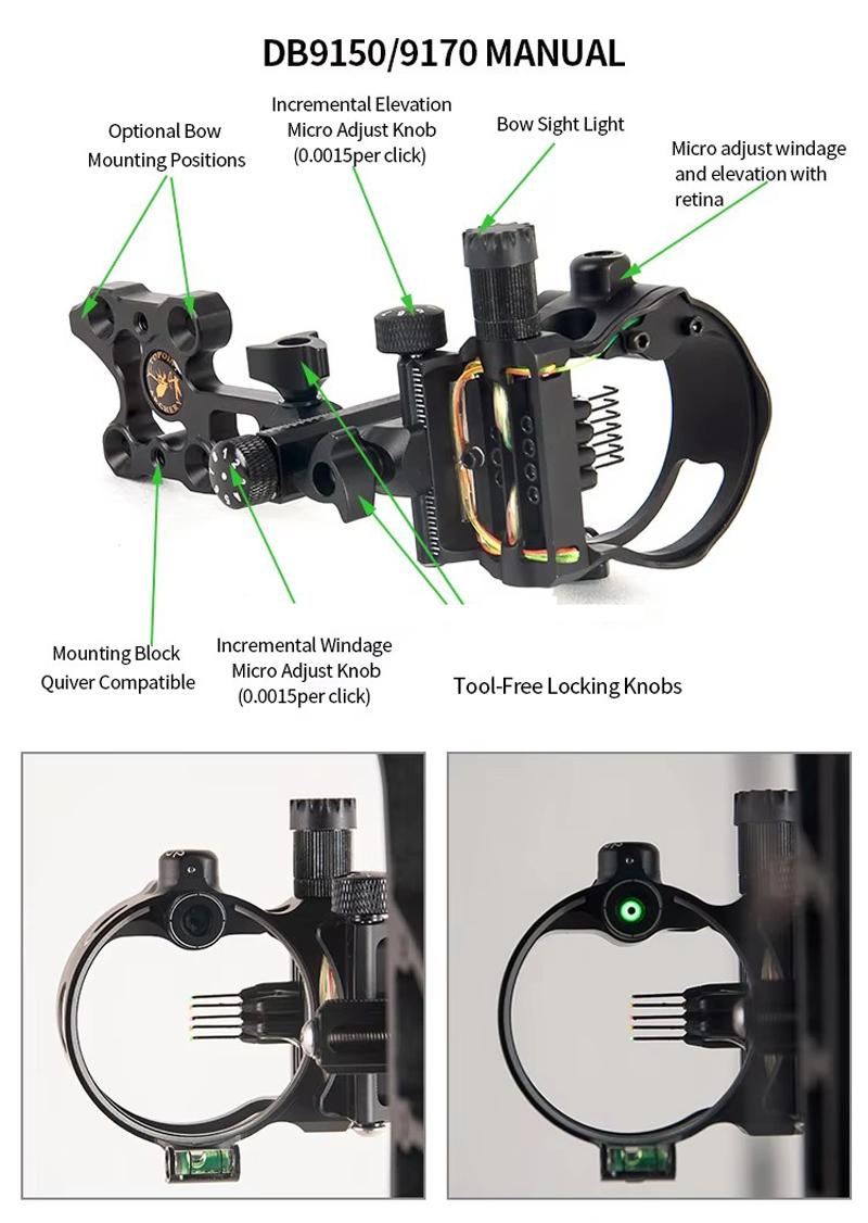 Tir à l'arc 5 broches arc vues - Compound Bow Sight 5 Pin Fiber Optic avis et prix