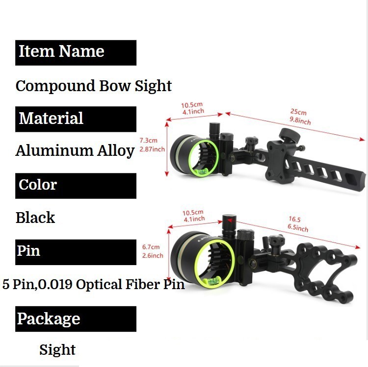 Visée pour arc à poulies en fi - Compound Bow Sight 5 Pin Fiber Optic avis et prix