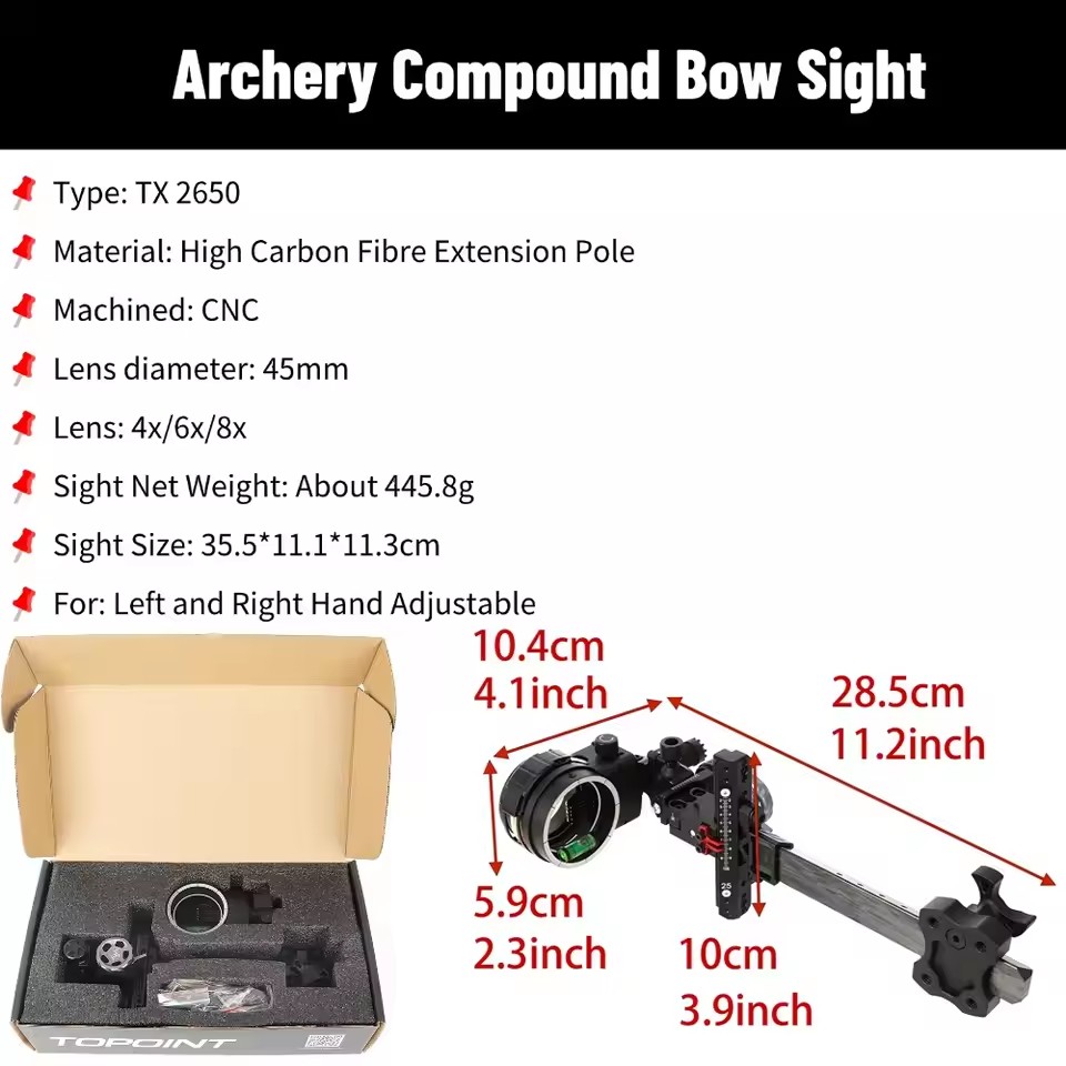 Tir à l'arc composé vue 4X/6X/ - Compound Bow Sight 5 Pin Fiber Optic avis et prix