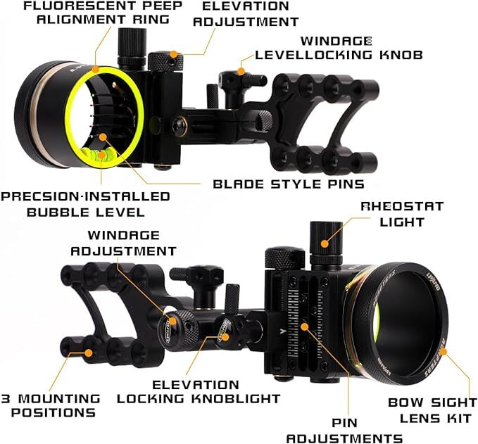 Arc à poulies avec viseur à 5  - Compound Bow Sight 5 Pin Fiber Optic avis et prix