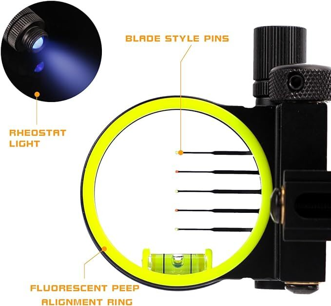 Arc à poulies avec viseur à 5  - Compound Bow Sight 5 Pin Fiber Optic avis et prix