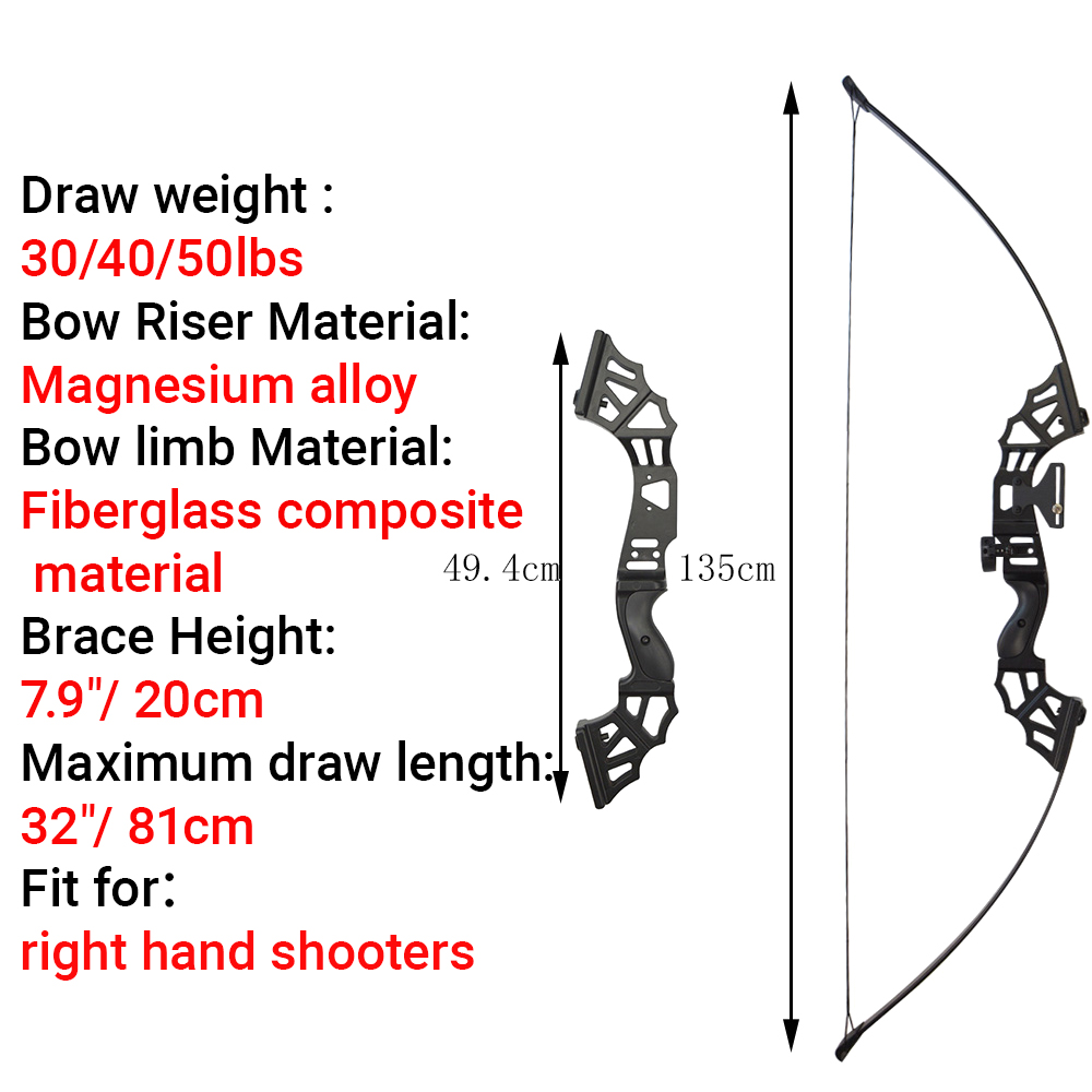 Arc classique de 40 lb, rehaus - Recurve Bow Takedown 40 Lbs Target avis et prix