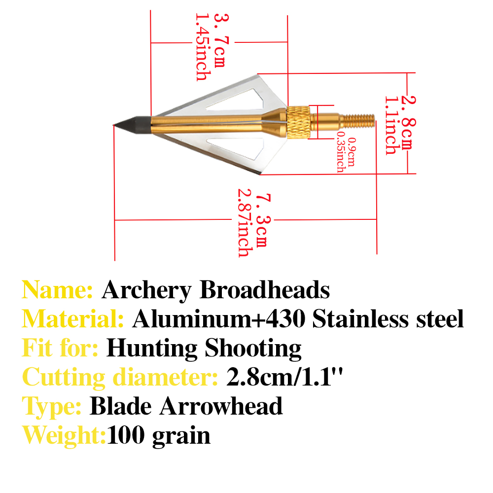 12 pièces pointe de flèche de  - Broadheads 100 Grain 3 Blade Hunting avis et prix