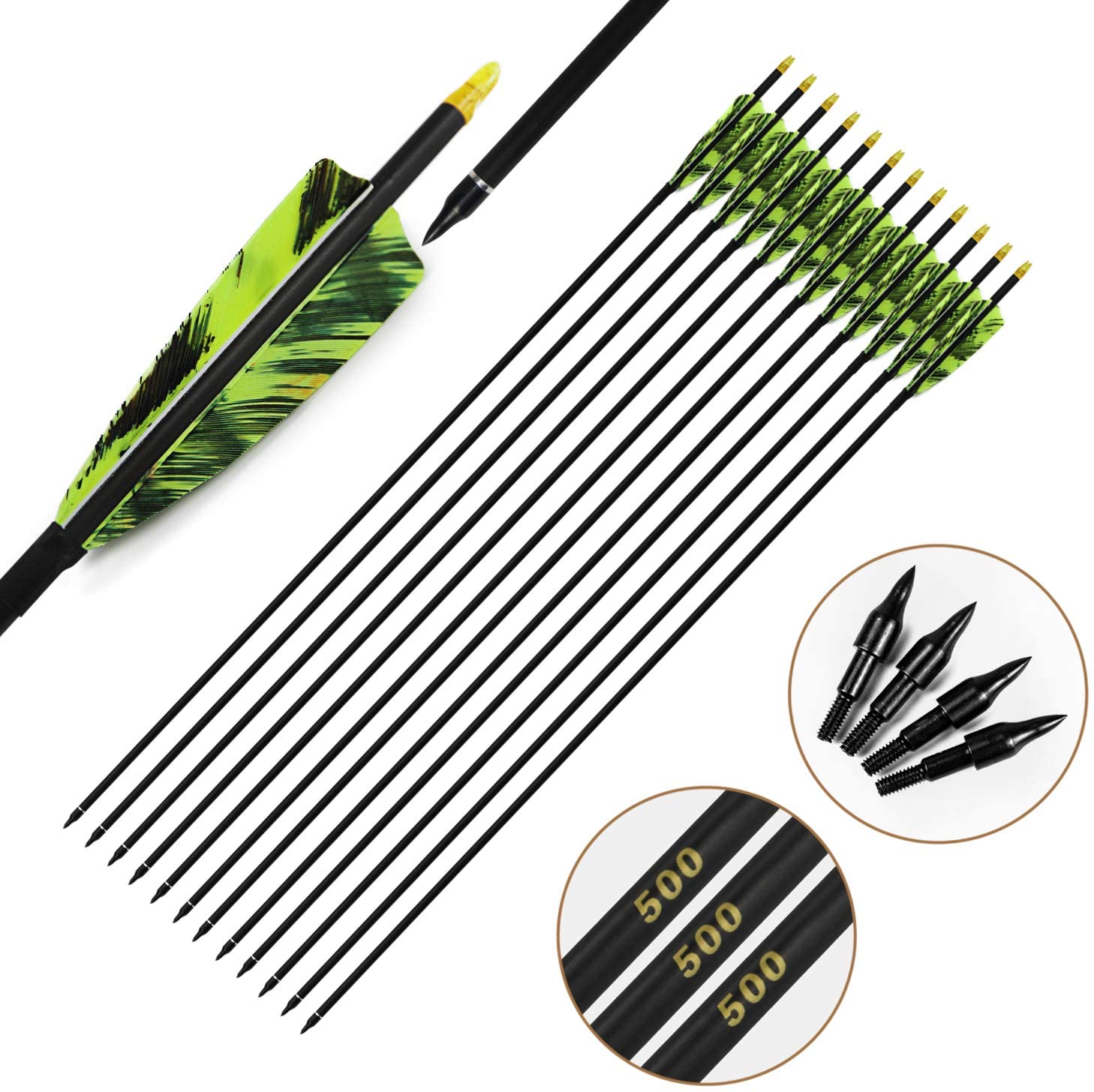 Flèches en carbone pour tir à  - Carbon Arrows 30 Inch Spine 400 500 avis et prix