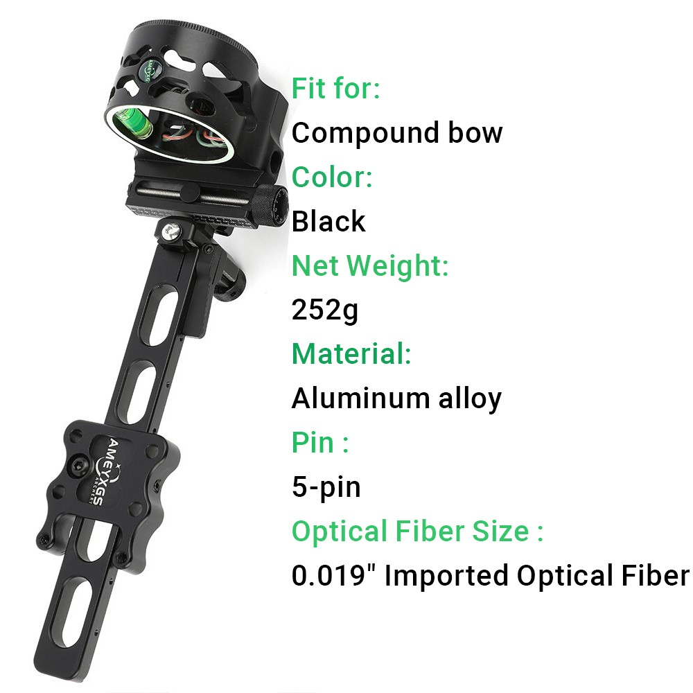 Visée de tir à l'arc à 5 broch - Compound Bow Sight 5 Pin Fiber Optic avis et prix