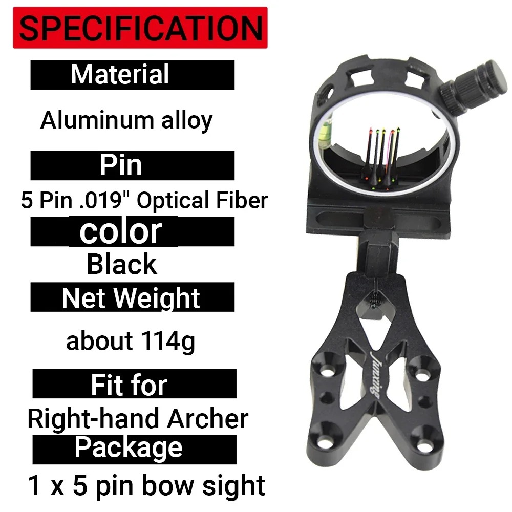 Visée à 5 broches pour arc com - Compound Bow Sight 5 Pin Fiber Optic avis et prix