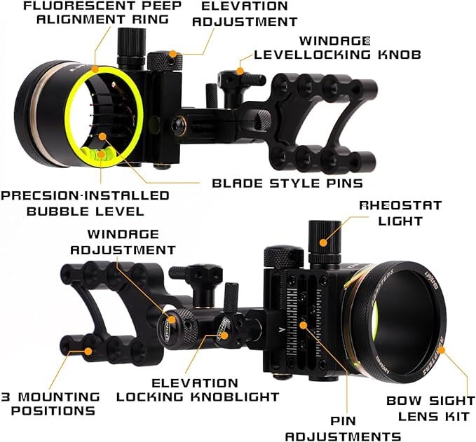 Visée de tir à l'arc réglable  - Compound Bow Sight 5 Pin Fiber Optic avis et prix