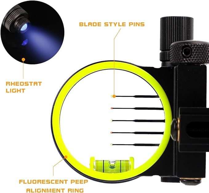 Visée de tir à l'arc réglable  - Compound Bow Sight 5 Pin Fiber Optic avis et prix